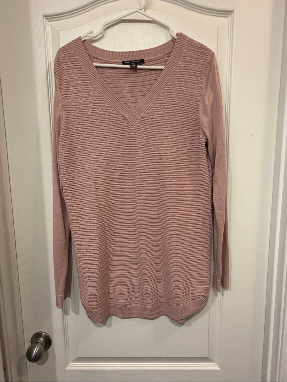 Hillary Radley Blush V-Neck Ribbed Pullover